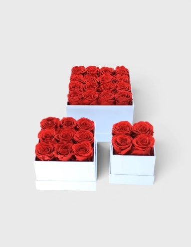 Caja Cuadrada Blanca con Rosas