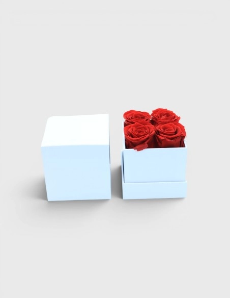 Caja Cuadrada Blanca con Rosas