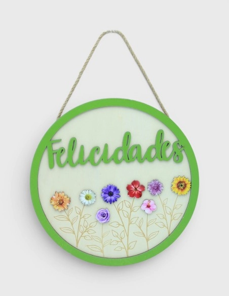 Adorno Colgante Redondo Felicidades Verde