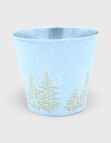 Cubo Metal Navidad Blanco